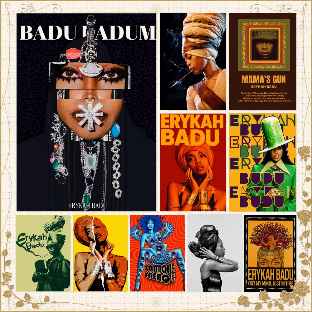 Home Gym Icon - Poster Seni Dinding Penyanyi E-Erykah Badu