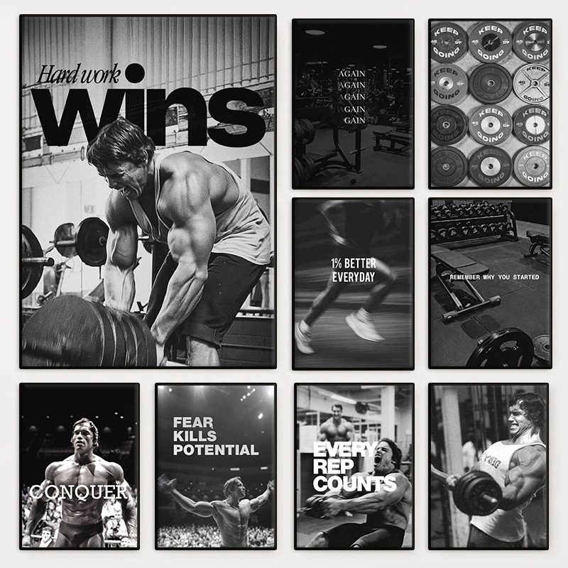 Home Gym Icon - Poster Kutipan Motivasi Ikon Pembentukan Otot,
