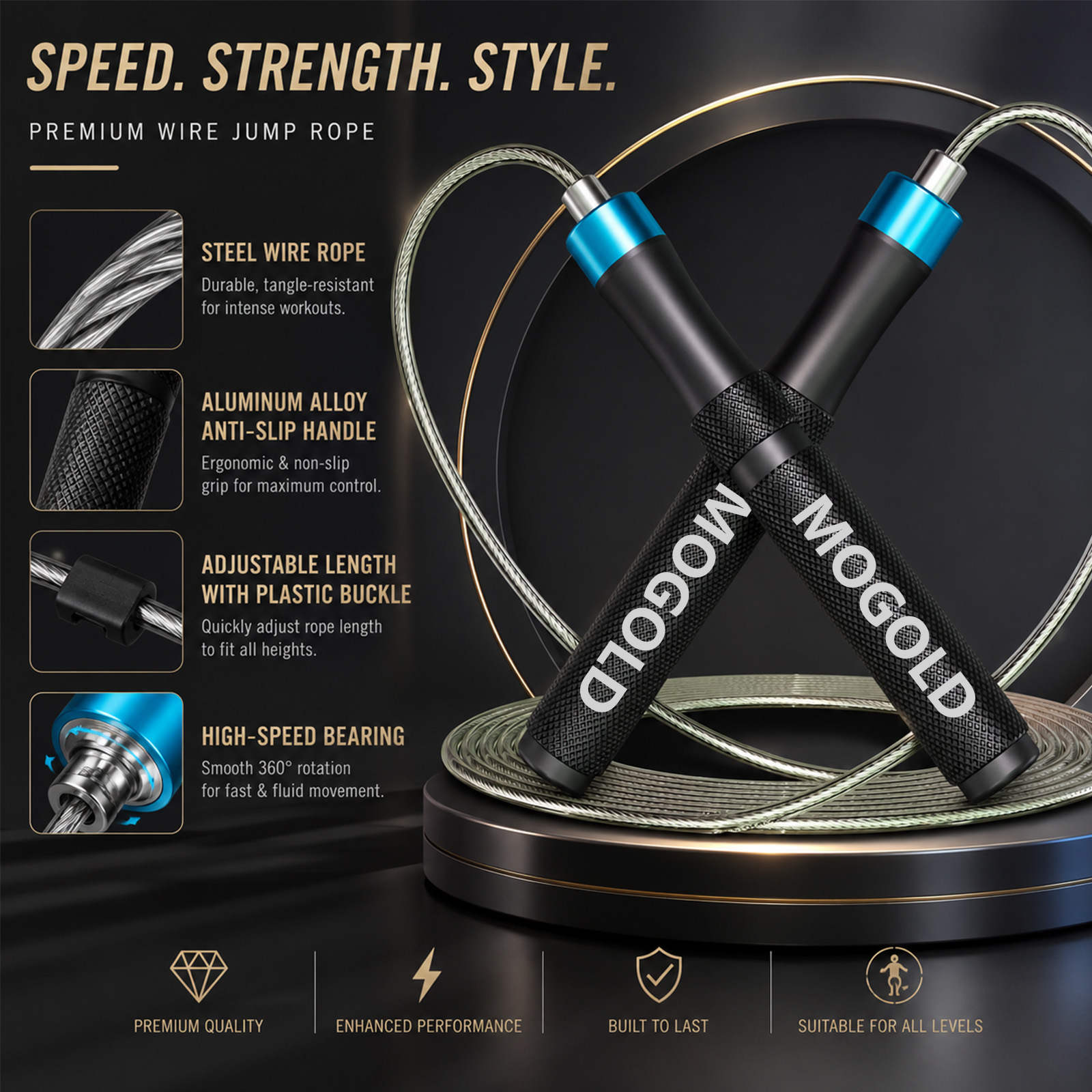 Jump Rope Bearing - MOGOLD Tali Lompat Kecepatan Profesional dengan