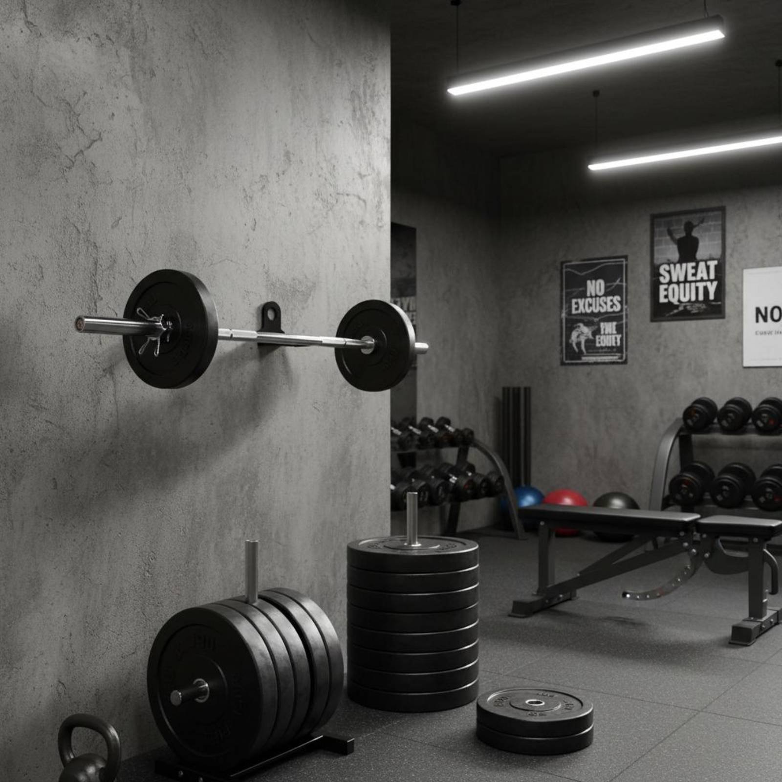 Rak Barbel Dinding Standar, Pe - Home Gym Wall Mounted ulasan dan harga